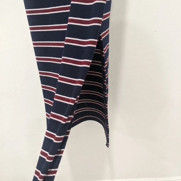 LULUS Franklin navy blue striped mock turtleneck knit midi dress size large - Picture 13 of 15
